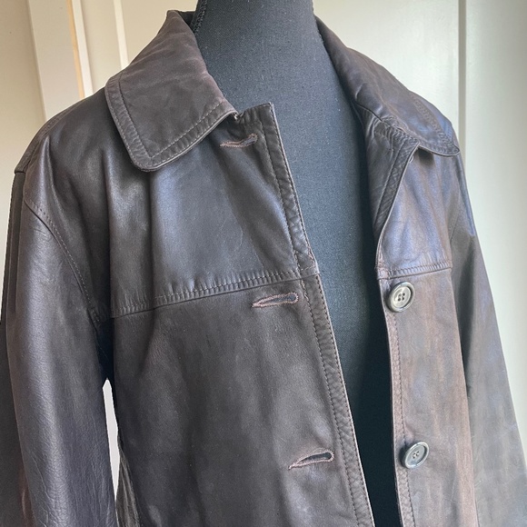 Oversized Vintage 90s Roots Leather Jacket Chocolate Brown - Picture 1 of 13